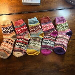 Morecoo Fair Isle Knit Ankle Socks 5 Pair Gift Set NIB